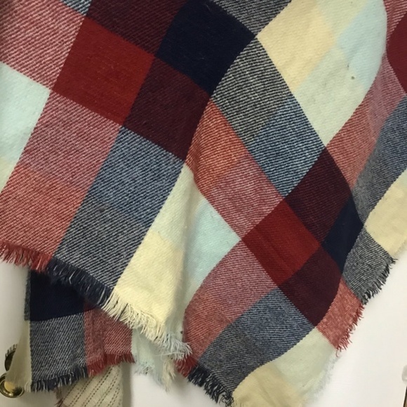 Red Camel Ladies OS Plaid Shawl Capelet‎ Scarf - Picture 6 of 7